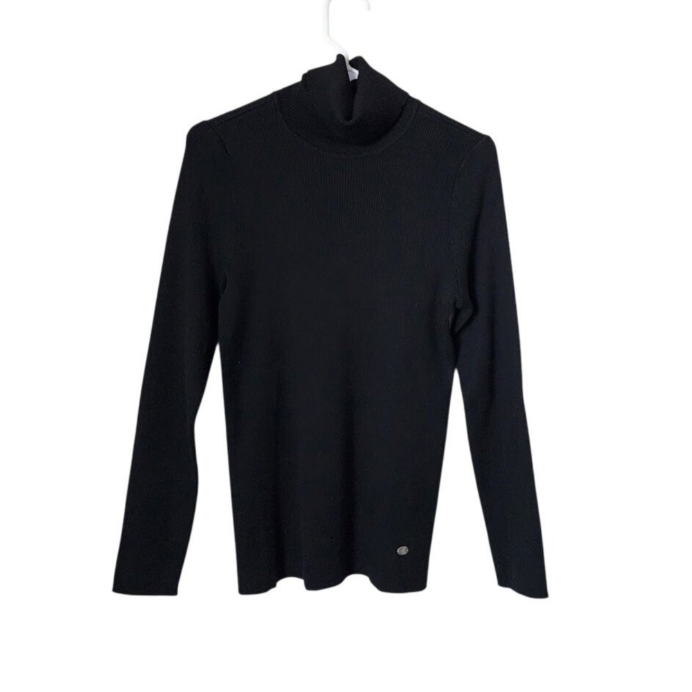 LAUREN‎ RALPH LAUREN Ribbed Turtleneck Sweater Jumper minimalist ink black L